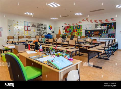 Primary School Classroom Of A 4th Grade Modern Equipped School New