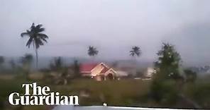 Footage shows Indonesian earthquake causing soil liquefaction