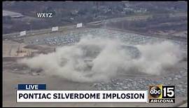NOW: COLLAPSE! Pontiac Silverdome implosion in Detroit, Michigan