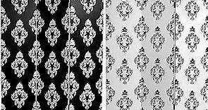 Oriental Furniture 6 ft. Tall Double Sided Black and White Damask Canvas Room Divider