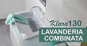 Come arredare un bagno / lavanderia con KLARA con lavabo combinato a doppia profondità e in ceramica