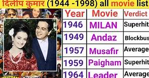 Dilip Kumar movie list (1944 -1998) Dilip Kumar hit & flop movies