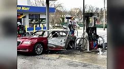 Person sets fire to own car, gas pump at Baltimore gas station
