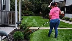 The customer won't be happy if you cut down the flowers! 🤣💪🏼#mowing #fyp #spencerlawncareonyoutube #overgrownyard #overgrownlawn #satisfyingvideo #viralvideo #asmr #trimmerqueen #womenbusinessowners #lawncare #lawn | Spencer Lawn Care Fans