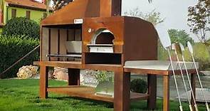 Forno Pizza a legna unito al caminetto da esterno - Wood-fired pizza oven combined with fireplace