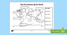 The Five Oceans Labelling Map Worksheet