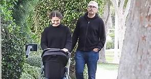 Emmy Rossum goes for a stroll with Sam Esmail and baby Samantha