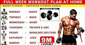 Full Week Workout Plan At Home With Dumbbells | No Gym Full Body Workout