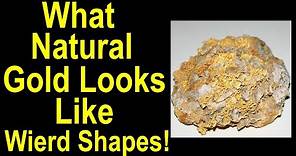 What Natural gold looks like in all its strange forms and crystals. Recognize native, natural gold.