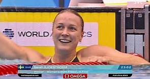 Sarah Sjöström. VM Guld på 50 meter fritt. Fokuoka 2023