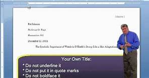 MLA Style Essay Format - Word Tutorial