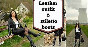 Crossdresser - full leather outfit and black high heels stiletto boots | NatCrys