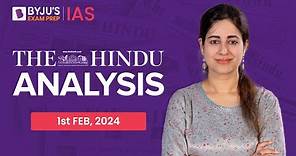 The Hindu Newspaper Analysis | 1st February 2024 | Current Affairs Today | UPSC Editorial Analysis