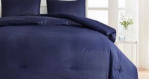Seersucker Comforter Set Navy Blue All Season