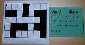 Maths Cross Word Puzzle