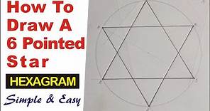 How to Draw a 6 Pointed Star | How to Draw a Hexagram | Six Pointed Star Drawing Tutorial