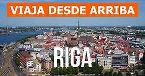 Riga desde el cielo | Vídeo de dron en 4k | Letonia, ciudad de Riga desde el aire