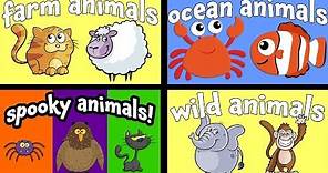 Cartoon Animals for Children | Learn Farm and Wild Animal Names | Kids Learning Videos