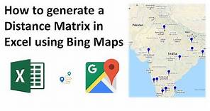 How to calculate Driving Distance Matrix on Excel using Bing Maps API
