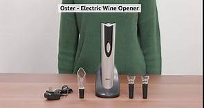 Oster Electric Wine Opener, Foil Cutter, Wine Pourer and Vacuum Wine Stoppers with CorkScrew and Charging Base, Black