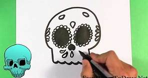 How to Draw Day of the Dead Skull Easy - Halloween Drawings