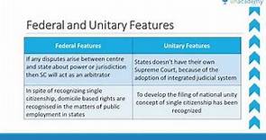 Unacademy Polity Lecture for IAS: Comparison between Federal and Unitary Features (Part 1)