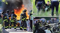 Three die in fiery NYC crash after motorist strikes tree off Belt Parkway