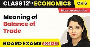 Meaning of Balance of Trade - Open Economy Macroeconomics | Class 12 Macroeconomics 2022-23