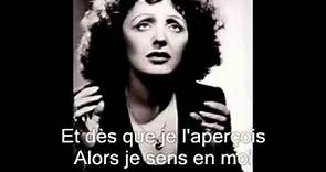 Edith Piaf La vie en rose with lyrics