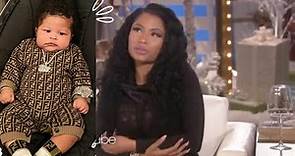 Nicki Minaj manifesting a cute, little, fat baby on The Ellen Show