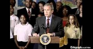 George W Bush delivers his first public speech after 9/11 attack