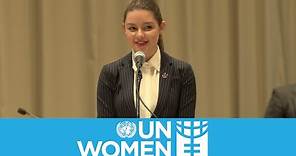 Fátima Ptacek speaks at the UN for International Women's Day