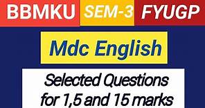 Mdc English Semester-3 Most Important Questions Session 22-26 fyugp#bbmku