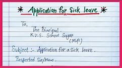Application for sick leave in English//Application for sick leave to the principal//sick application