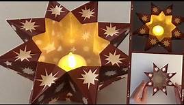 Origami Teelichtstern | Windlicht falten aus Papier | Sternen Teelicht basteln | Basteln mit Kindern