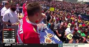 Joey Chestnut with a new world record 76 hotdogs in 10 minutes