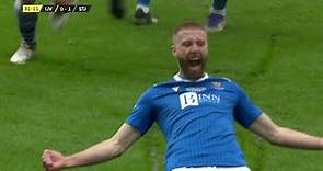 Shaun Rooney heads St. Johnstone in front against Livingston in Betfred Cup Final