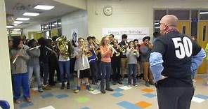 Griffin Middle School Band Plays Happy Birthday to Principal Gillihan