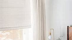 MOOD Custom Bamboo Shades | Modern | Cordless Bamboo Roman Shades for Windows and Doors (Natural Woven) | Modern White Dough (Sheer) | 38" W X 72" H