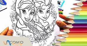 Colorear dibujos de Frozen - Anna y Elsa