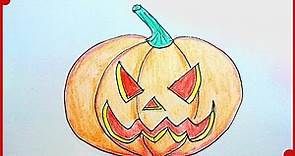 Como dibujar una calabaza de Halloween paso a paso y muy facil | How to draw a Halloween pumpkin st