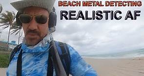 Beach metal detecting, realistic