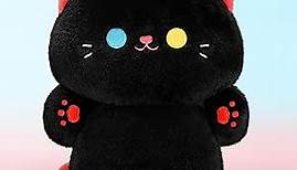 Cat Plush Toys, Kawaii Black Cat Stuffed Animals Squishy Doll, Cute Cat Plushie Pillow, Kitten Kawaii Plush Throw Pillow Toy Gift for Girlfriend (18 Inches)