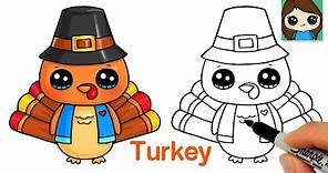 How to Draw a Cartoon Turkey 🦃 Thanksgiving Cute Art