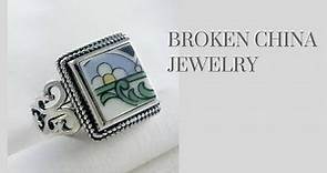 Broken China Jewelry Ring- Recycled Vintage Plate