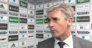 Alan Irvine reacts to the 2-2 Premier League draw between West Bromwich Albion and Manchester United