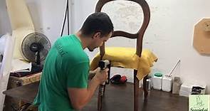 Come tappezziamo una sedia - parte 2 riparazione sedia Luigi Filippo
