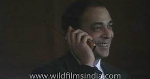 India gets its first cell phone - Jyoti Basu makes India's first cell-phone call to Sukh Ram, Mr. M