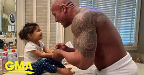 Dwayne Johnson sings 'You’re Welcome' while washing hands with daughter