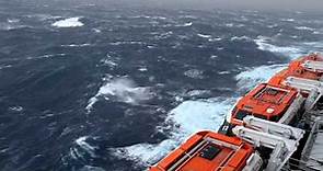 Queen Mary 2 storm in Atlantic Ocean